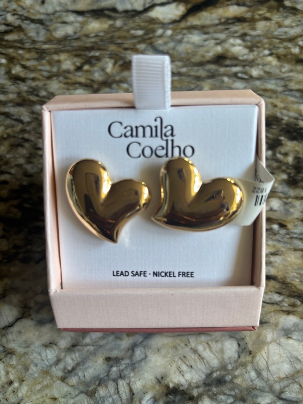 Camila Coelho Shiny Gold Heart Earrings